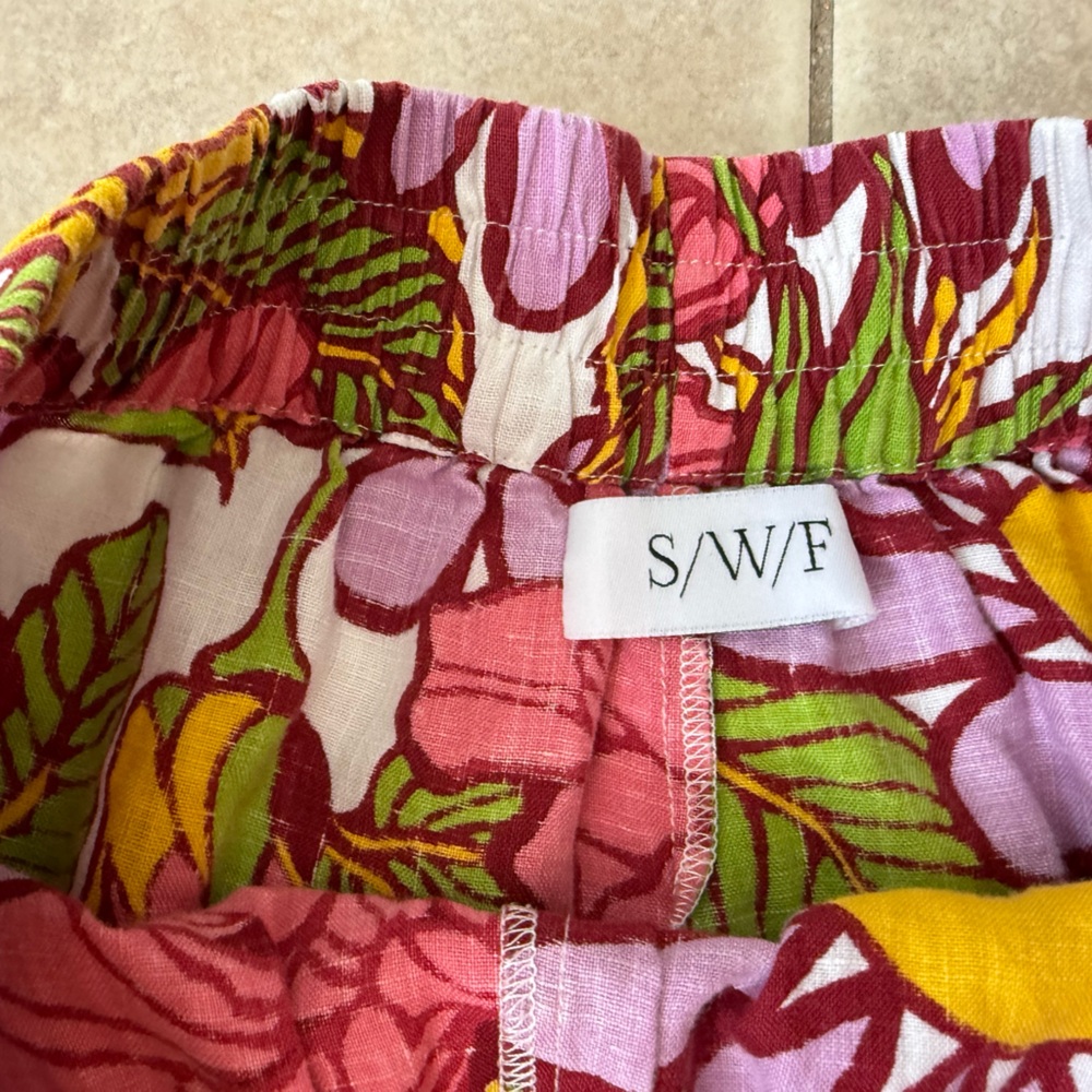 S/W/F Anthropologie Frida Floral Linen Pull On High Rise Shorts linen - Picture 4 of 8